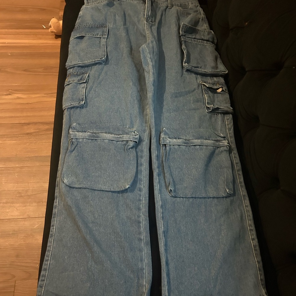 Women Blue Cargo Pants jeans size XL